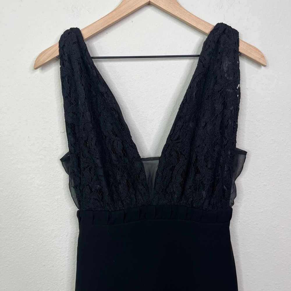 Assali Women's Cartel Mini Black Dress Size XS Deep V Lace Zip Back - Picture 5 of 12